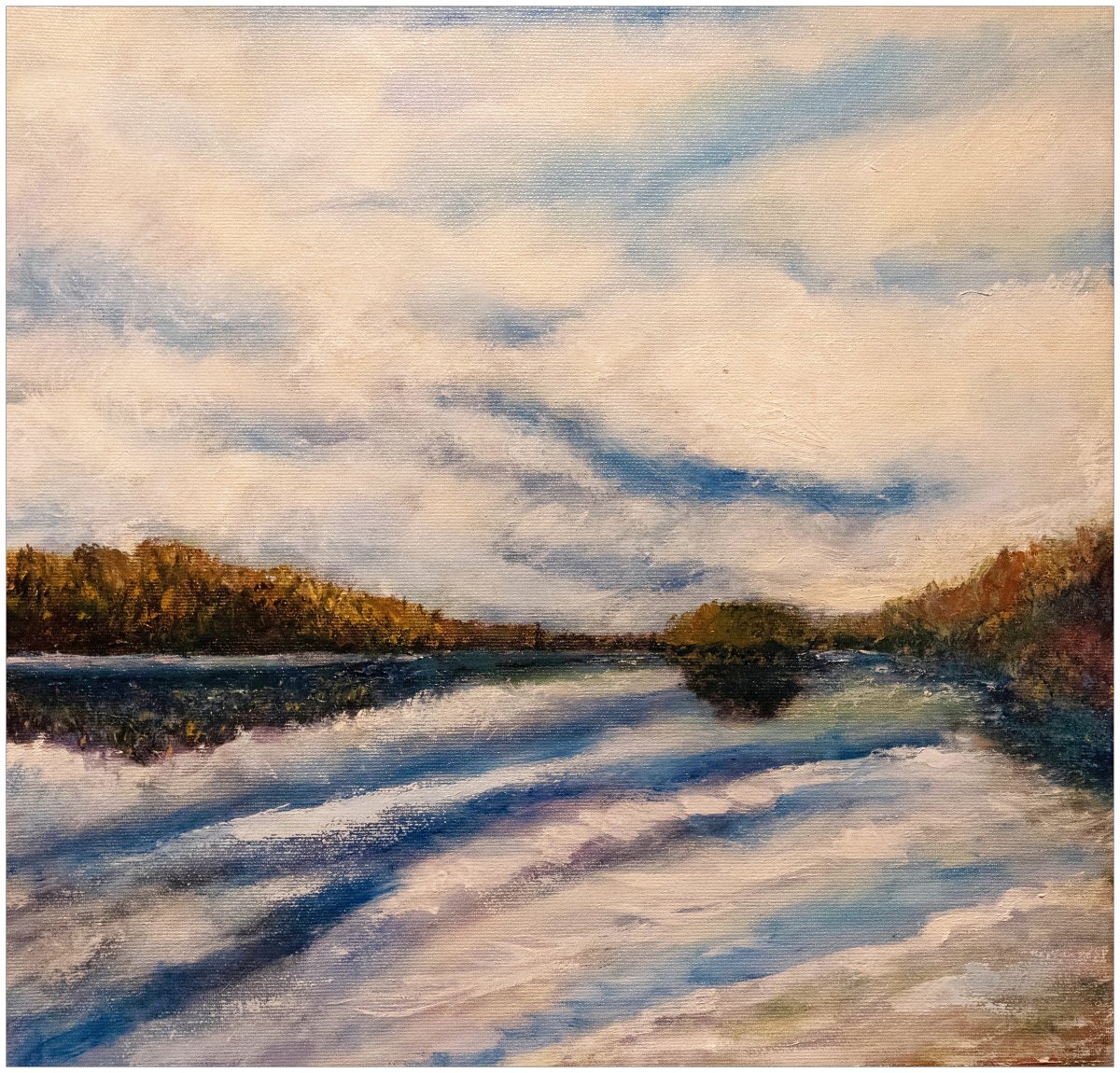 Soleil couchant au bord de l'étang