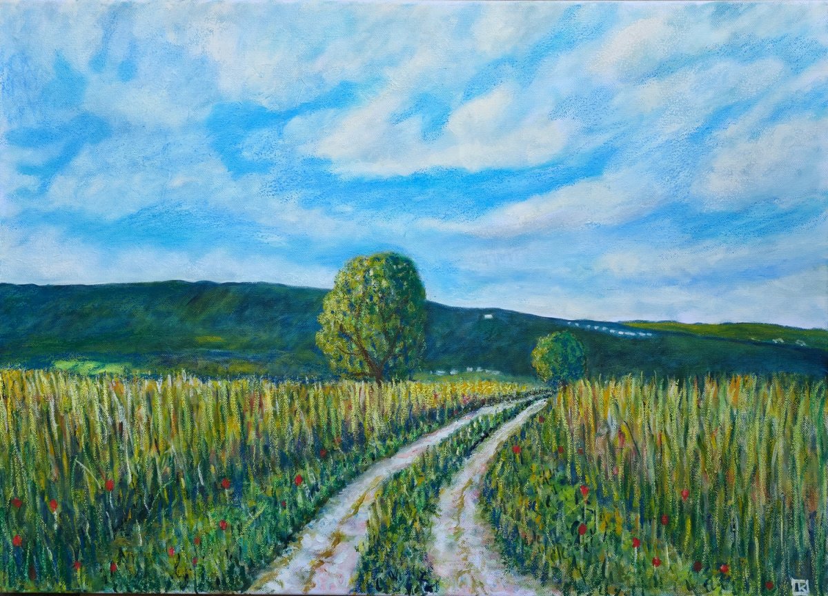 Chemin à travers le maïs
