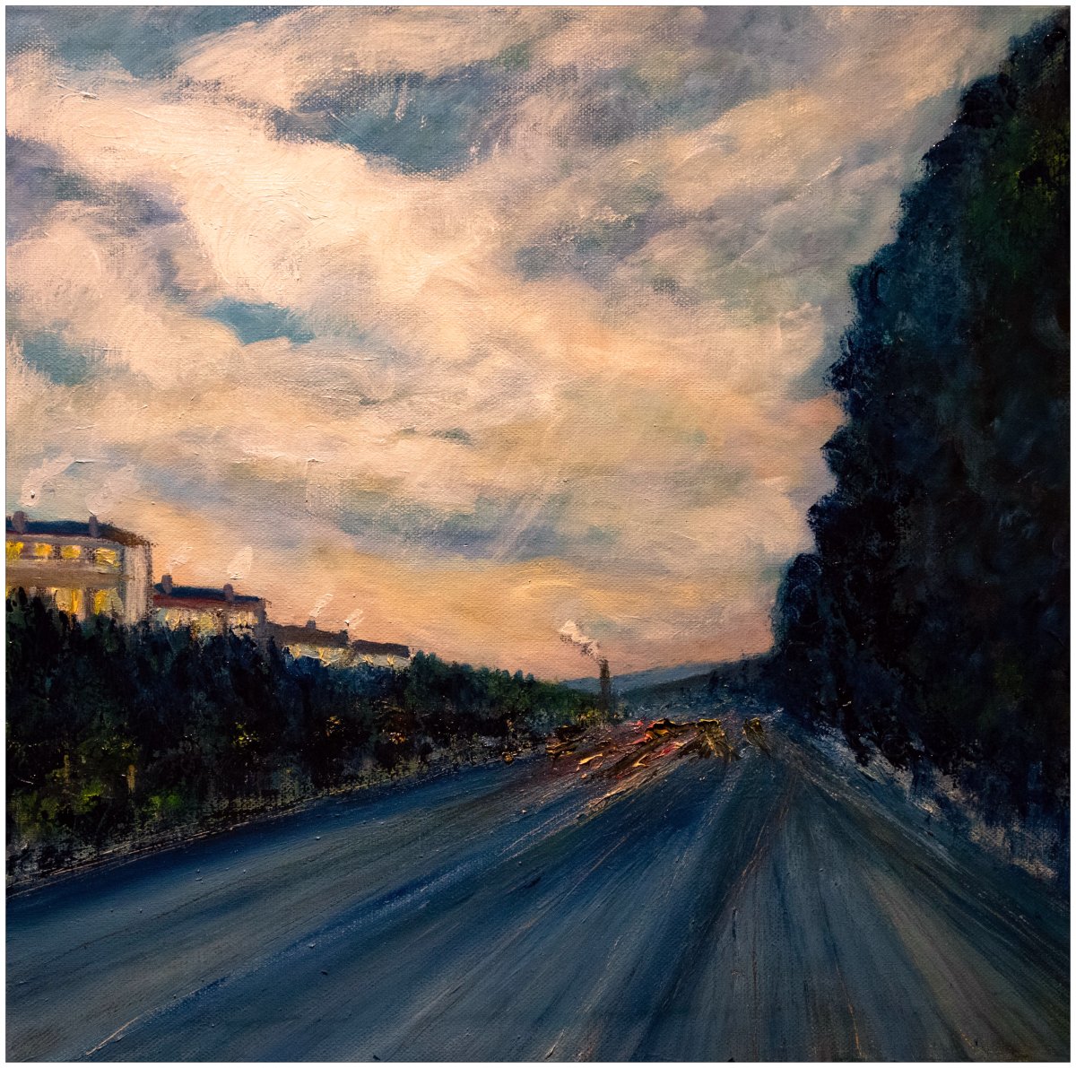 L'autoroute à la nuit tombante...