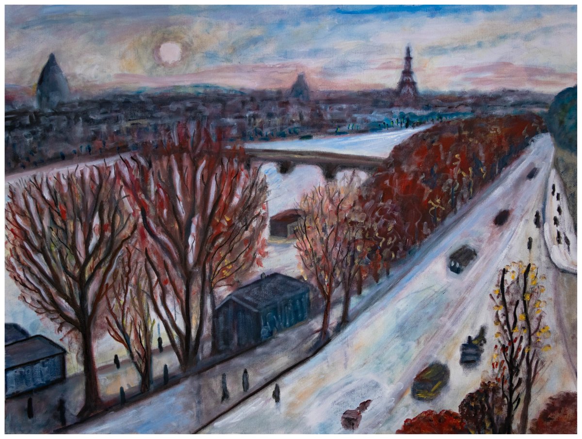 Quai du Louvre - Vue sur la Seine depuis un balcon à la manière d'Albert Marquet