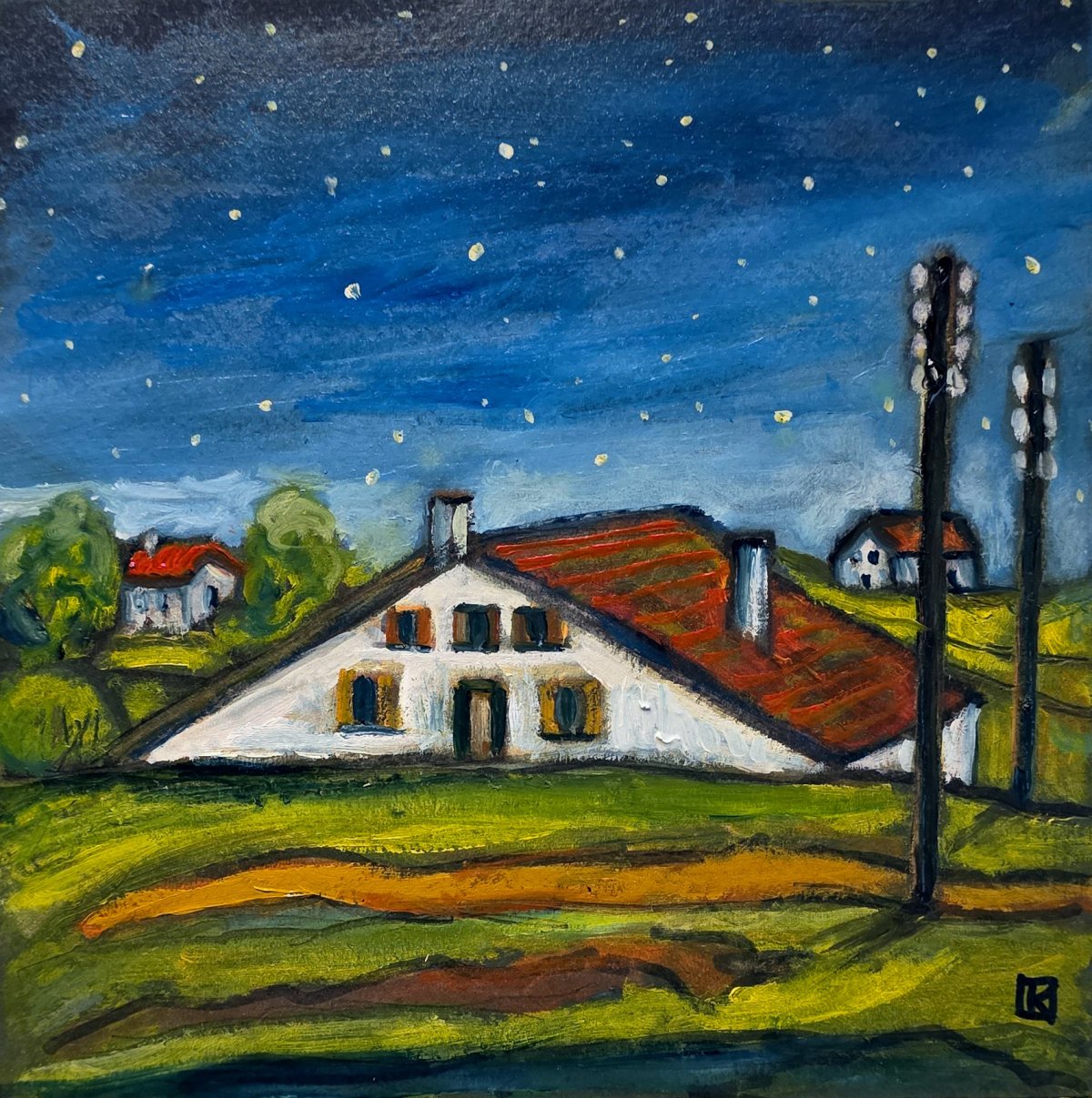 Une ferme dans la nuit étoilée