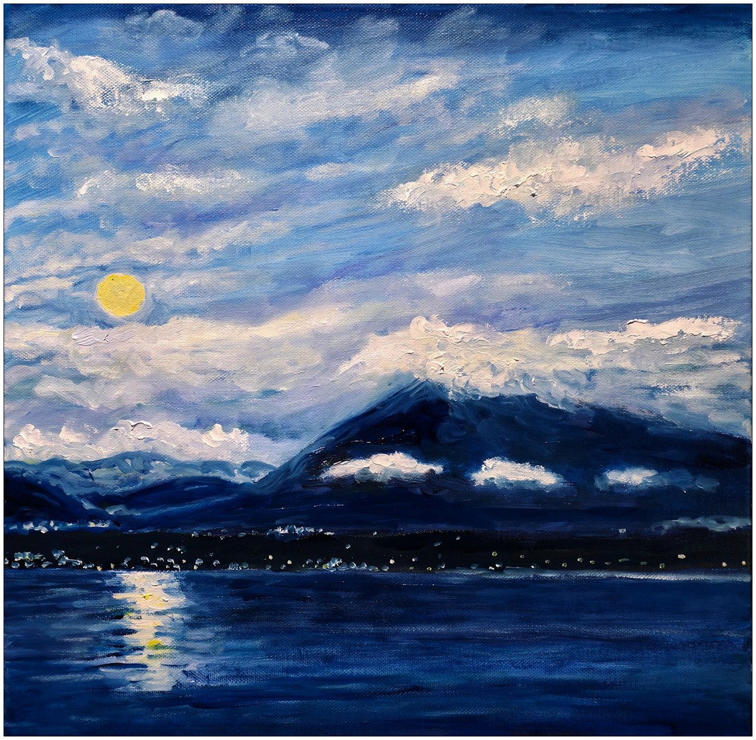 Crépuscule et pleine lune sur le Niesen