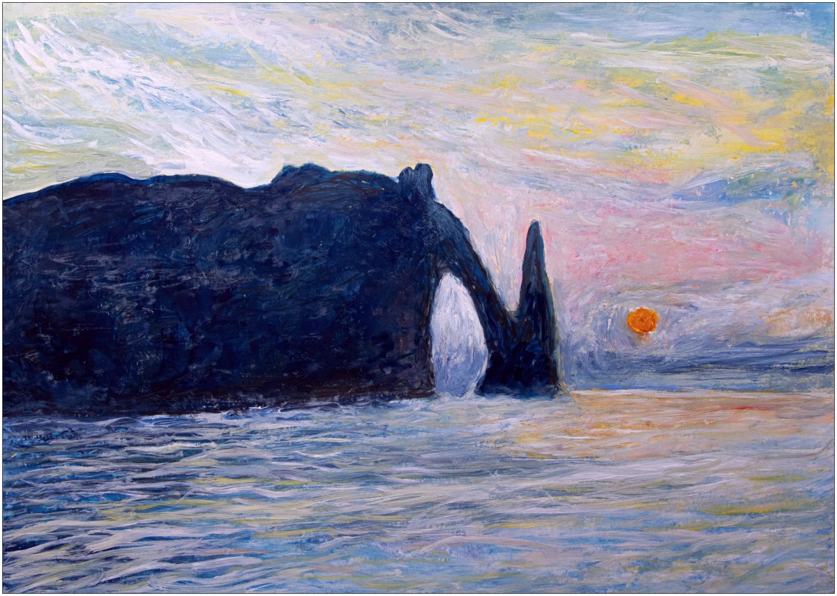 La falaise d'Étretat au coucher de soleil 
