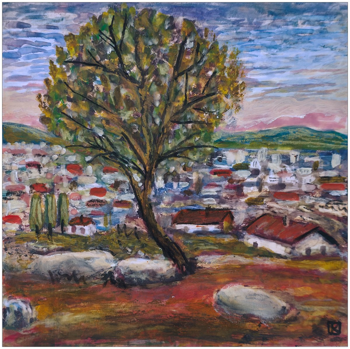 Sur la colline au soleil couchant 