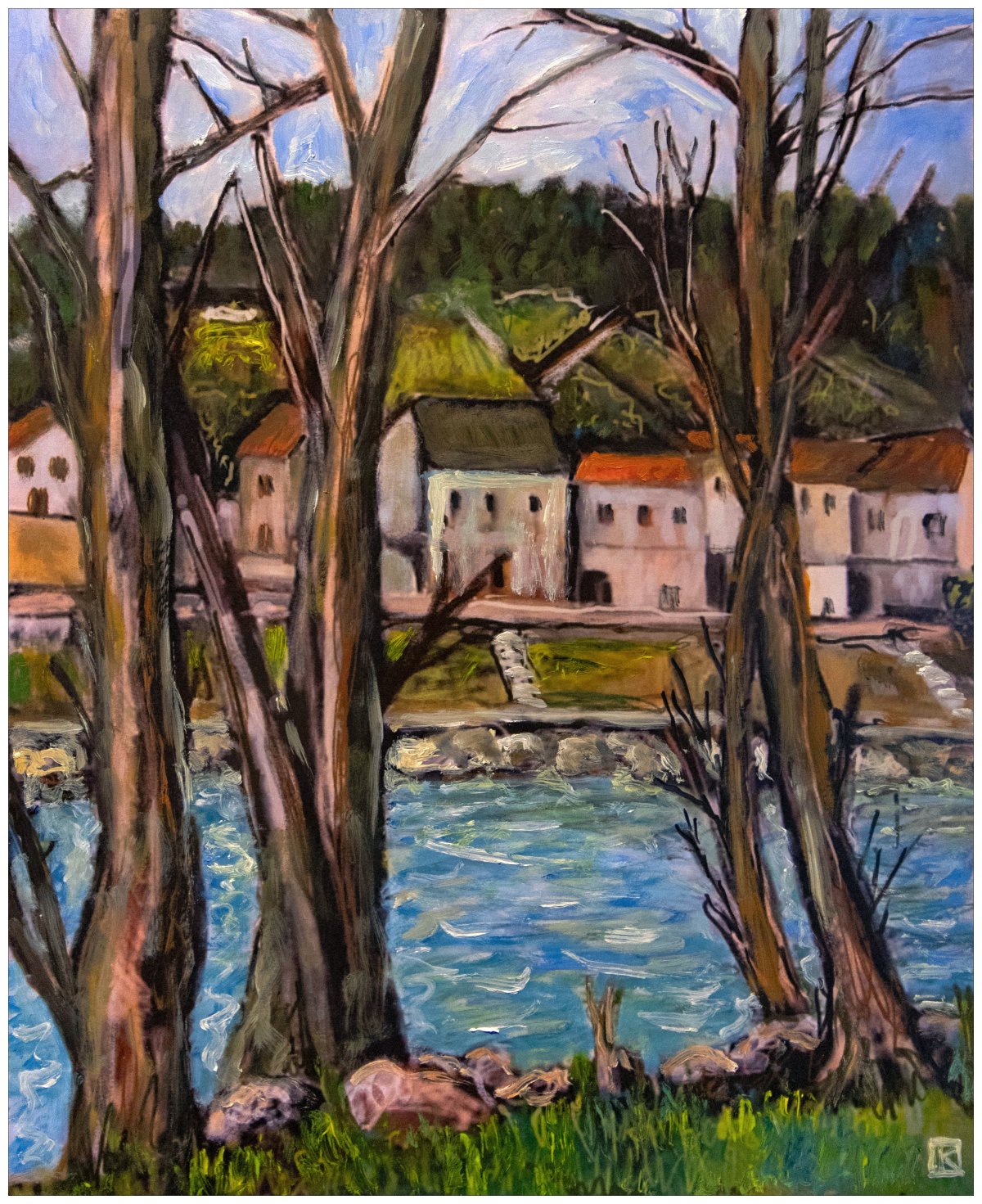 Un village près d'une rivière