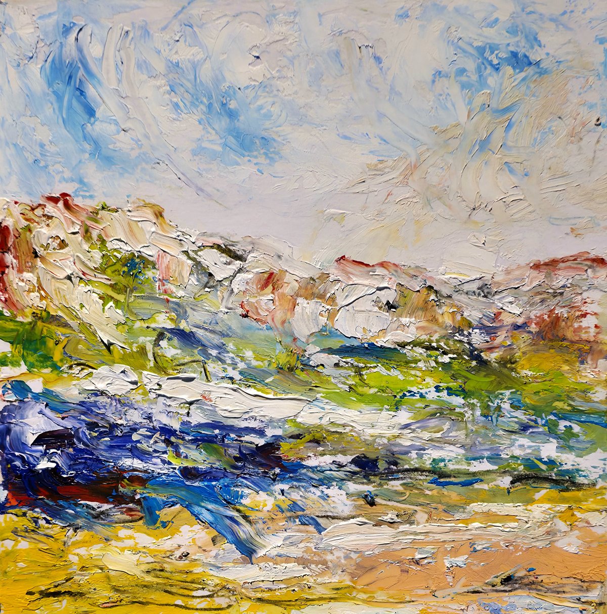 Paysage avec des restes de peinture