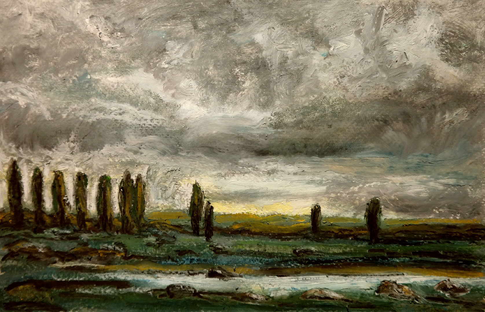 Étude de nuages avec peupliers