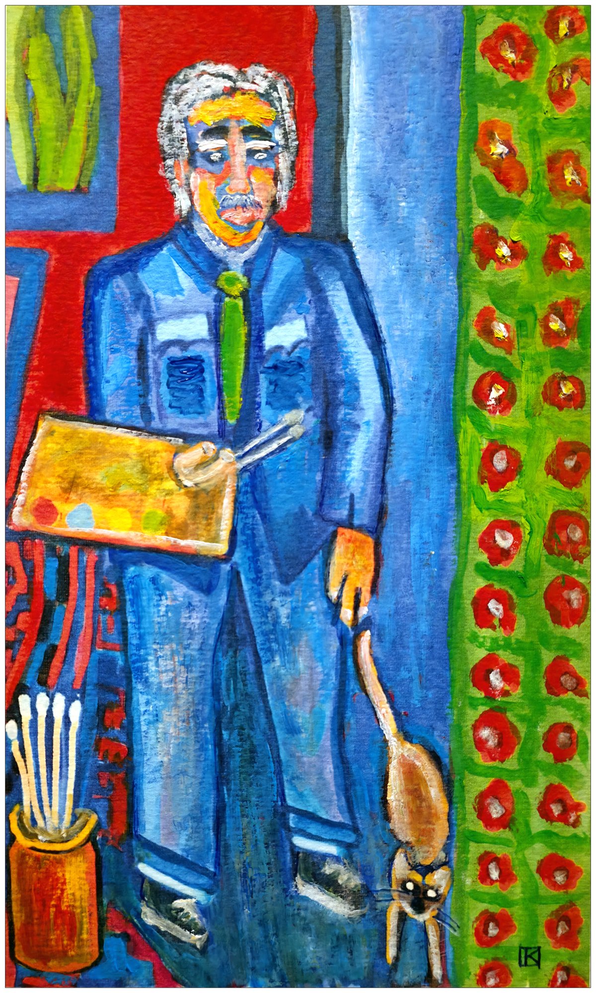 Le vieux peintre et son chat