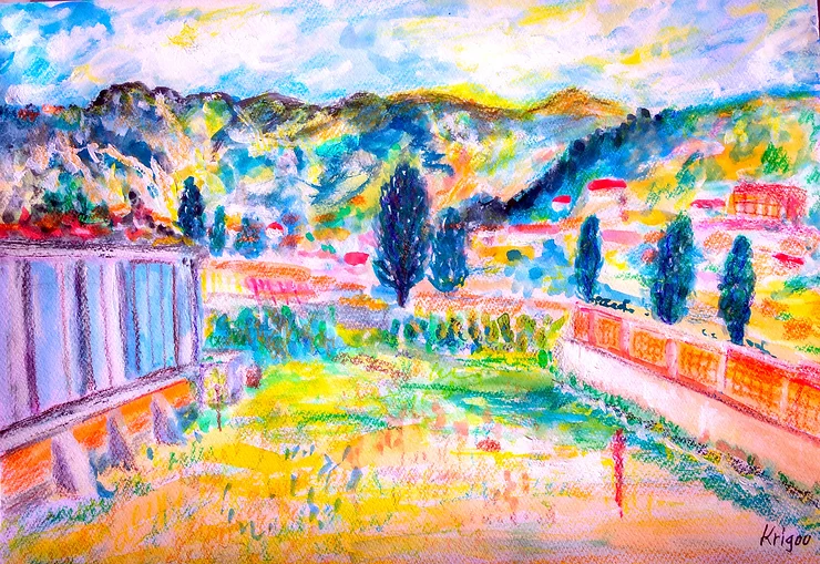 Callapa II - Néocolors + acrylique et aquarelle 42 x 29,7 - réf. CS4723b