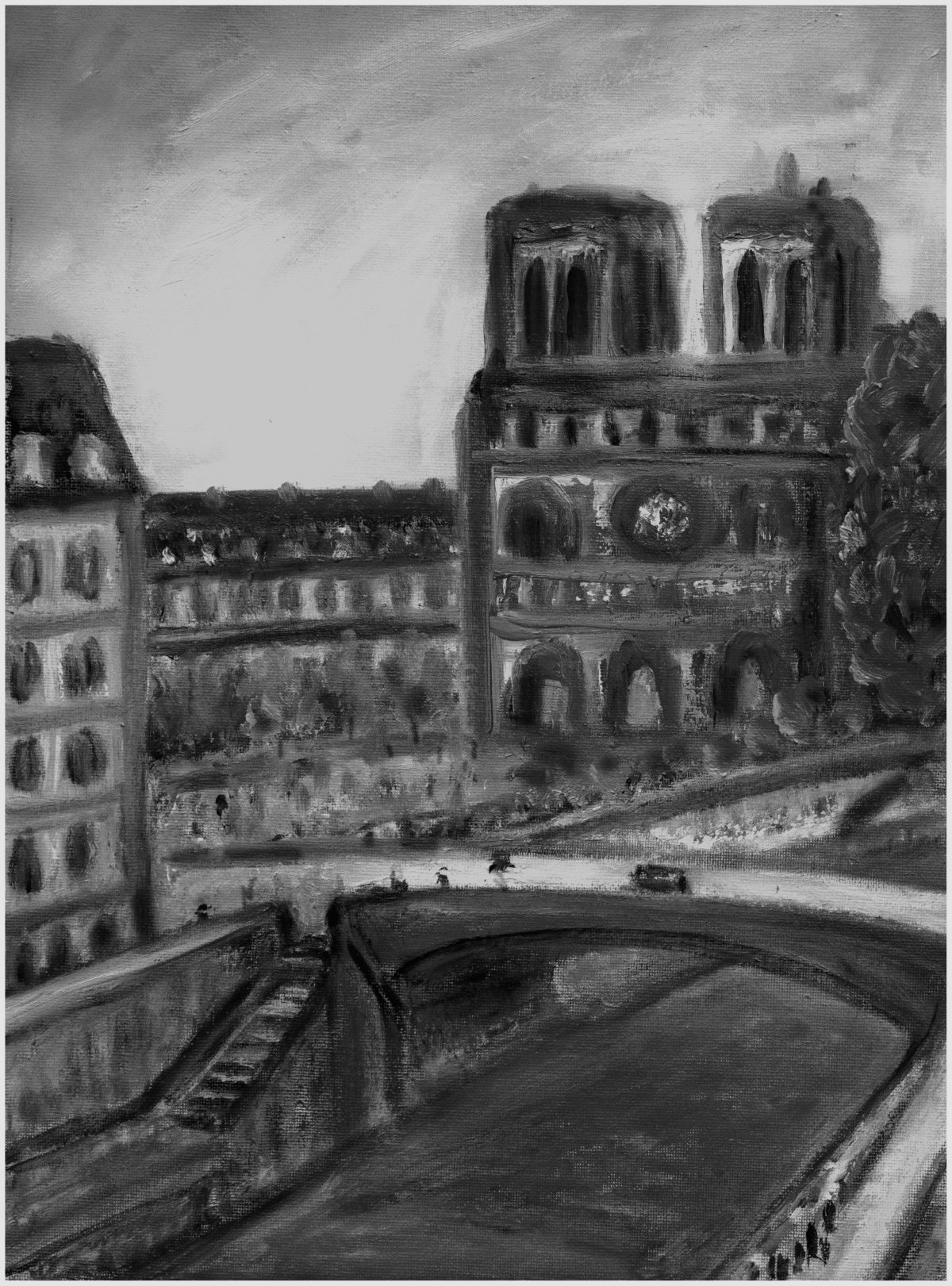 Esquisse de Notre-Dame et des quais de Seine