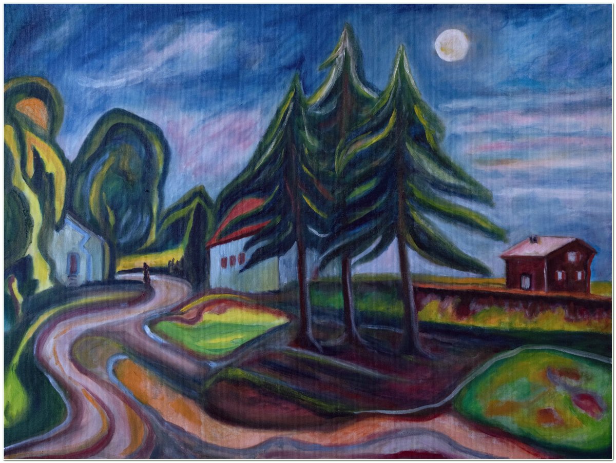 Les 3 sapins à la pleine lune