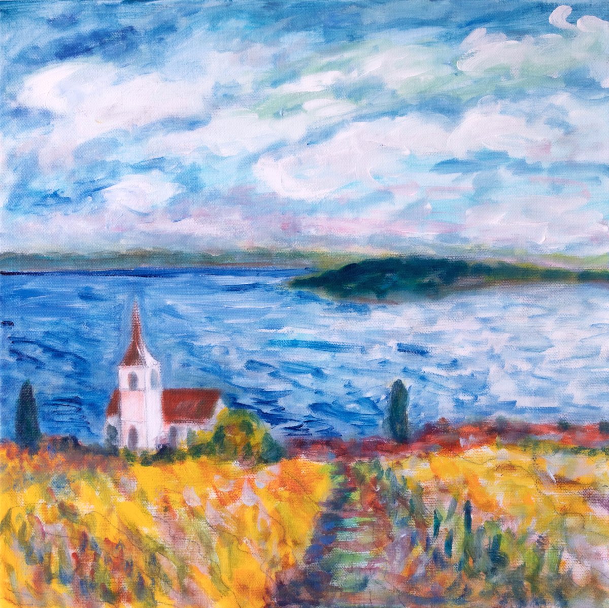 Île St.Pierre et l'église de Gléresse