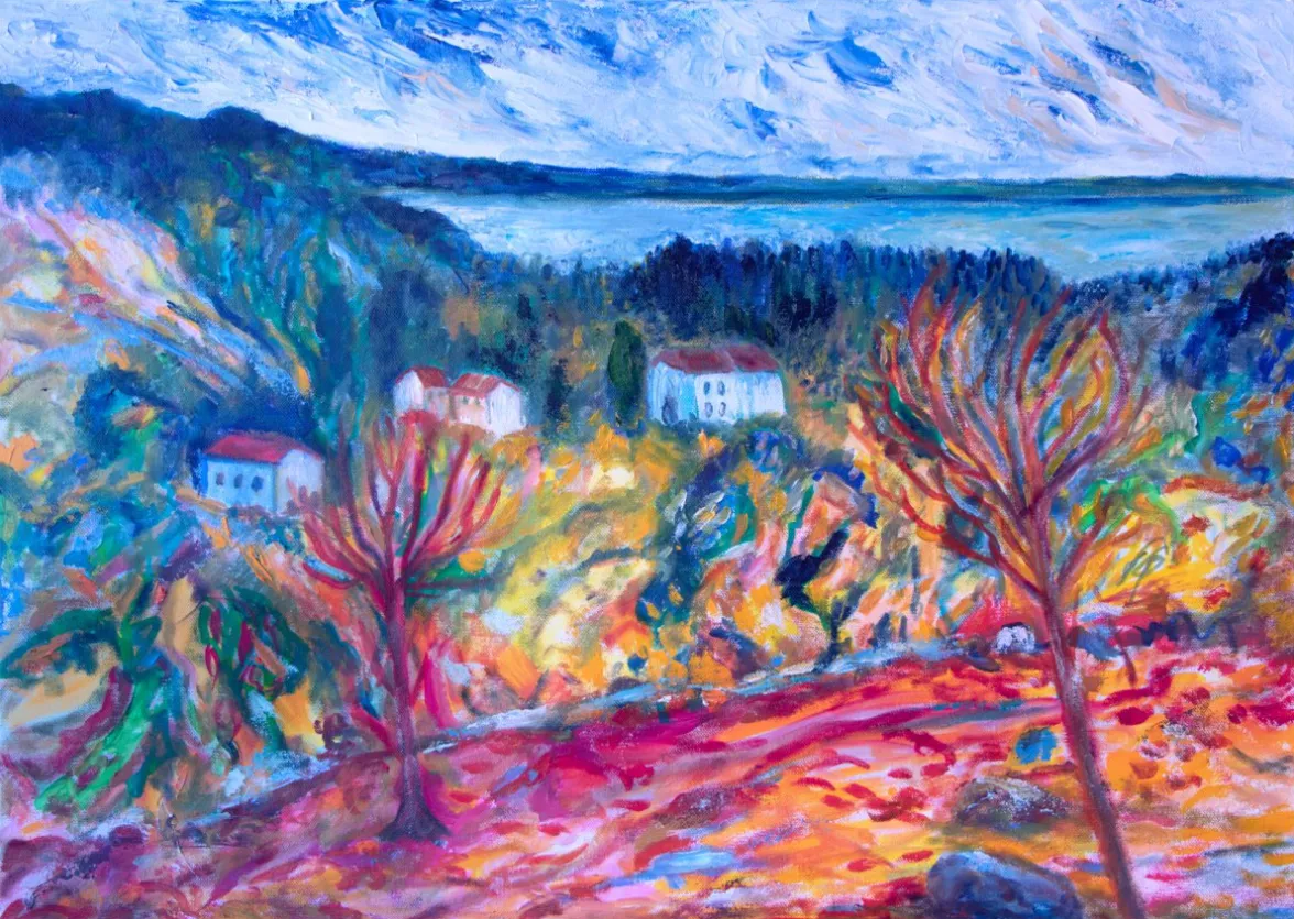 Vue sur le lac et les alpes