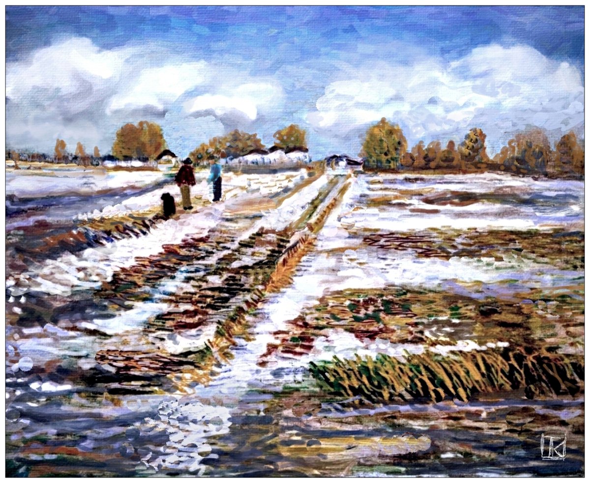 Promenade dans les champs enneigés