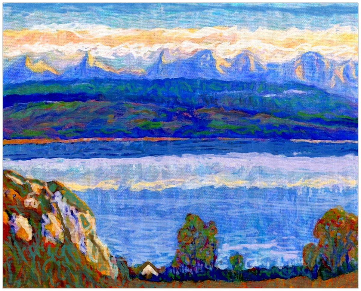 Reflets du soir sur le lac 