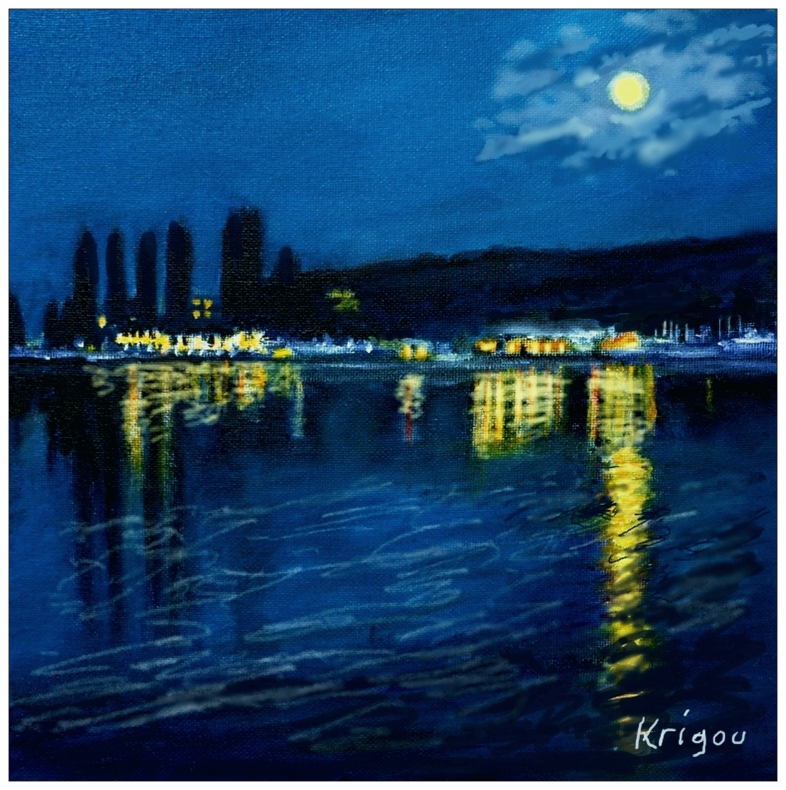 Lune sur le port de Bienne