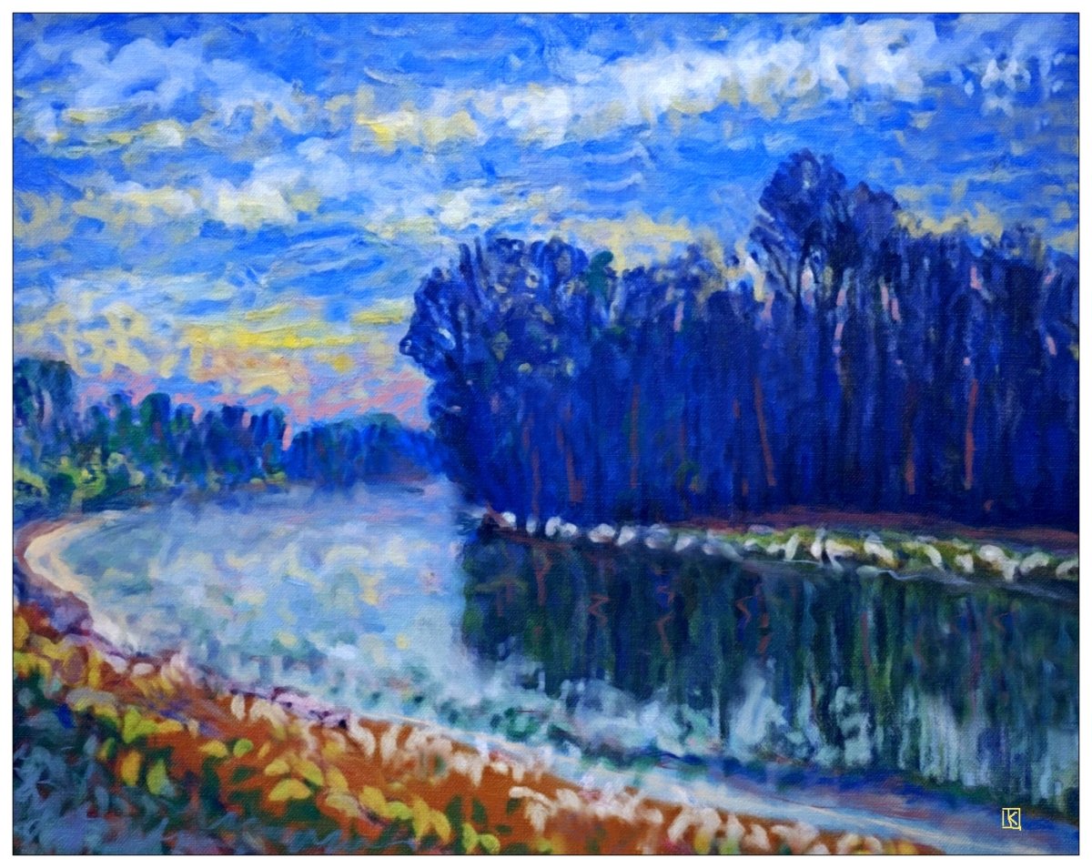 Au bord de l'Aar à la nuit tombante 