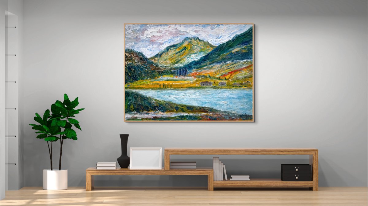 Lac de montagne en Bolivie - réf. CS1325 - Huile sur carton toilé -  24 x 18 - Première exécution, le 30 janvier 2025