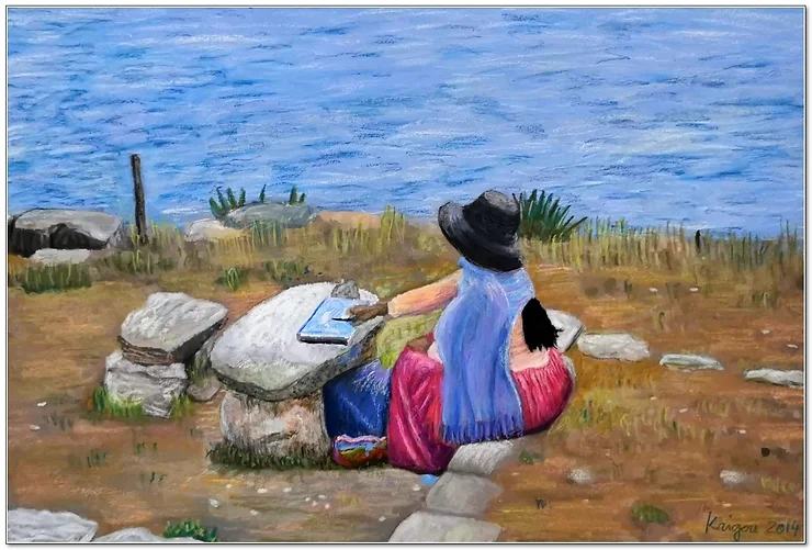 Une cholita sur l'Isola del Sol