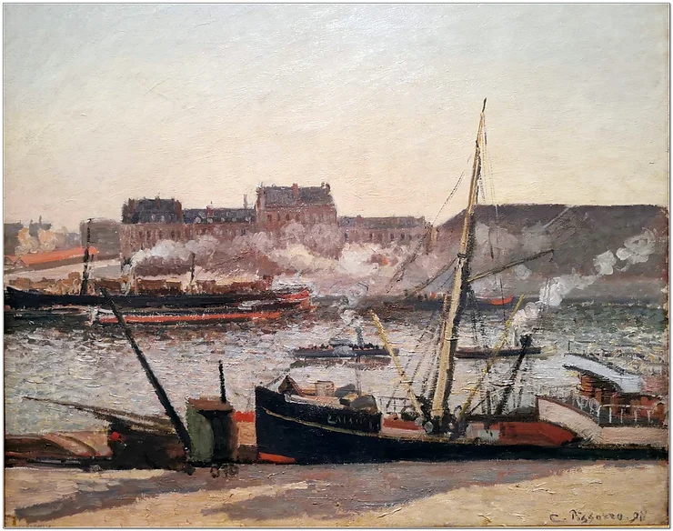 Claude Pissaro - Quai de la Bourse, Rouen, après-midi