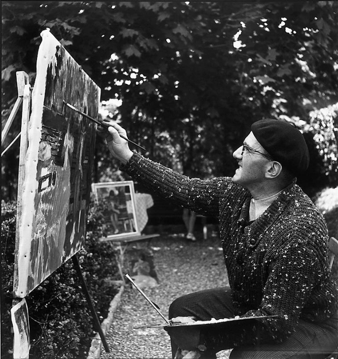 Georges Dessouslavy à son chevalet, à La Chaux-de-Fonds en 1941, photographié par Paul Senn