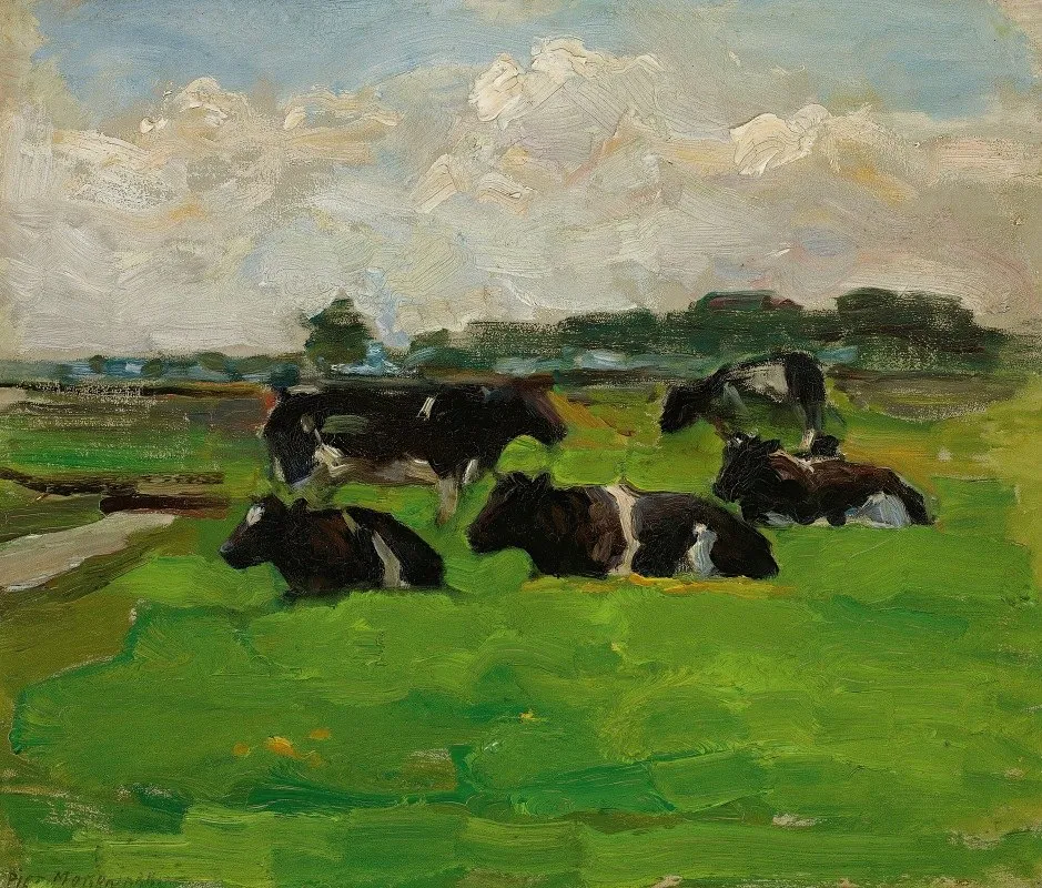 Paysage avec un groupe de cinq vaches (circa 1901-02) 