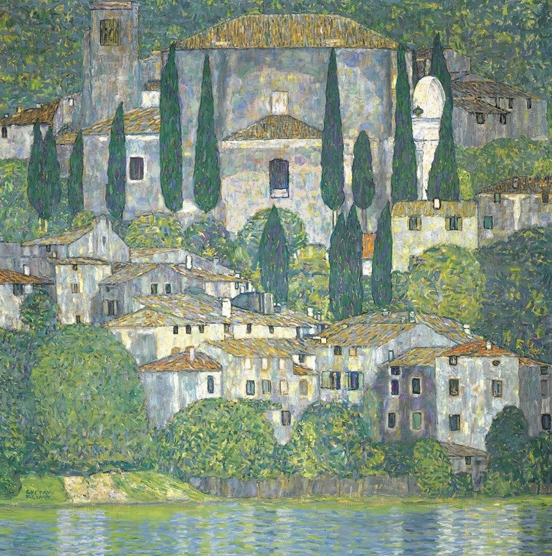 Église de Cassone - Paysage avec cyprès