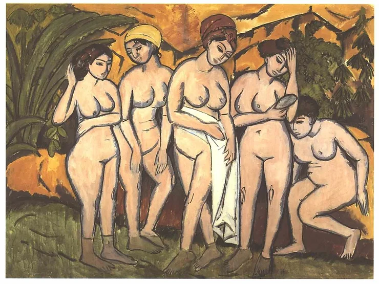 Cinq Baigneuses dans un lac, 1911