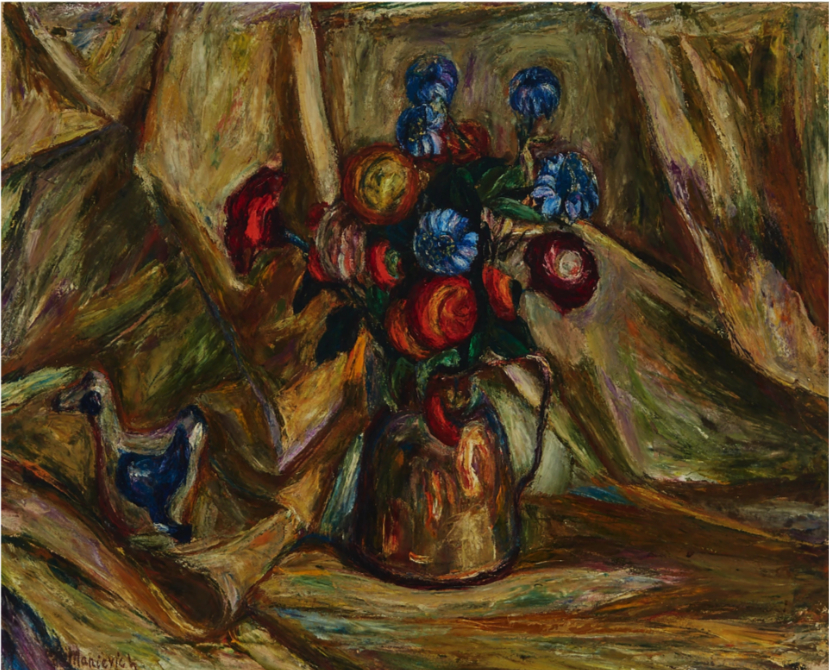 Nature morte de fleurs dans un vase en cuivre