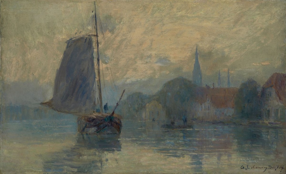 Bords de la Schie à Delft, effet de brouillard (1896)