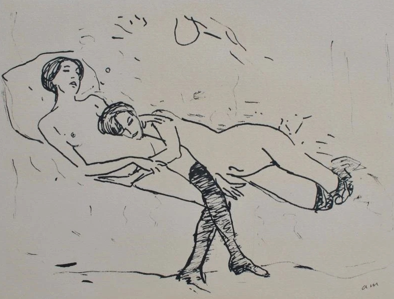 2 femmes couchées, nues