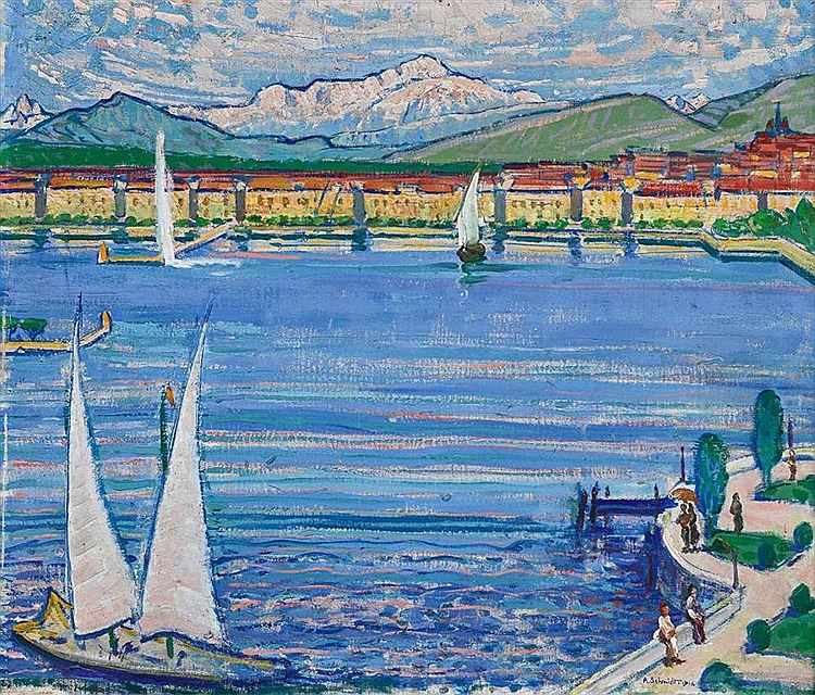 Vue de Genève avec le Mont-Blanc, 1916