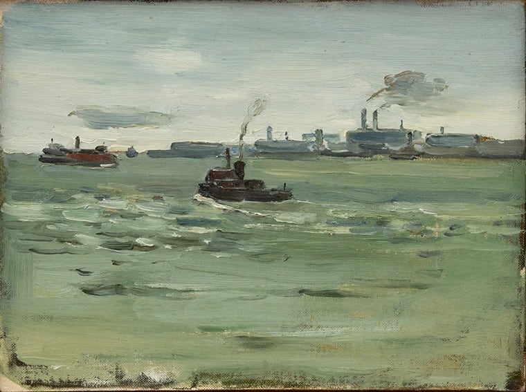 Bateaux sur la rivière, fin des années 1950 - début des années 1960