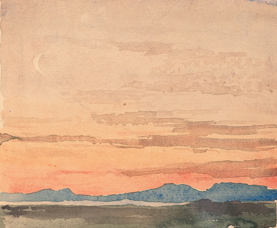 Vue de l'extrémité nord-est du lac de Neuchâtel depuis Ins au crépuscule (1892) 