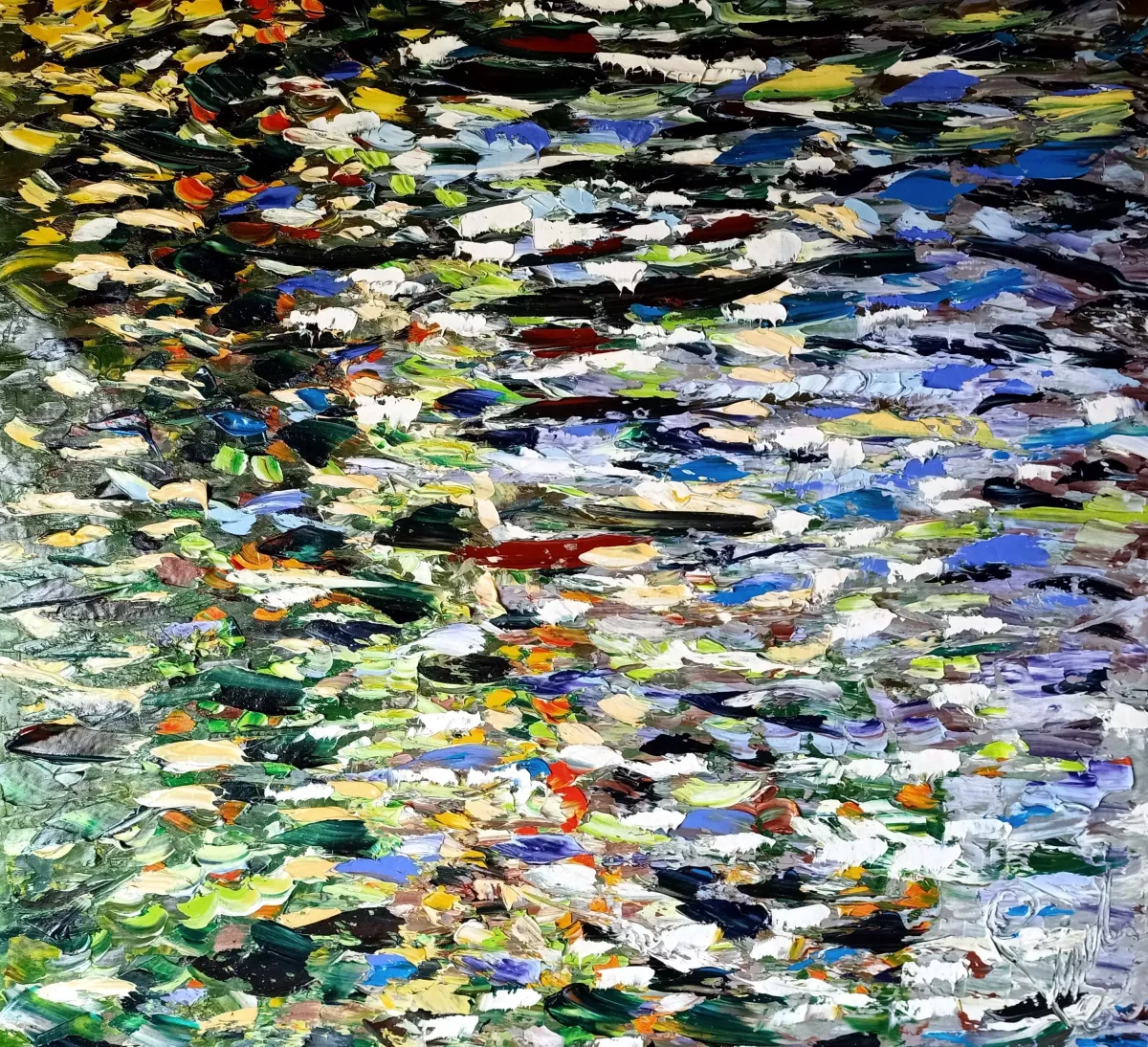 Feuilles vertes réfléchies, 2021