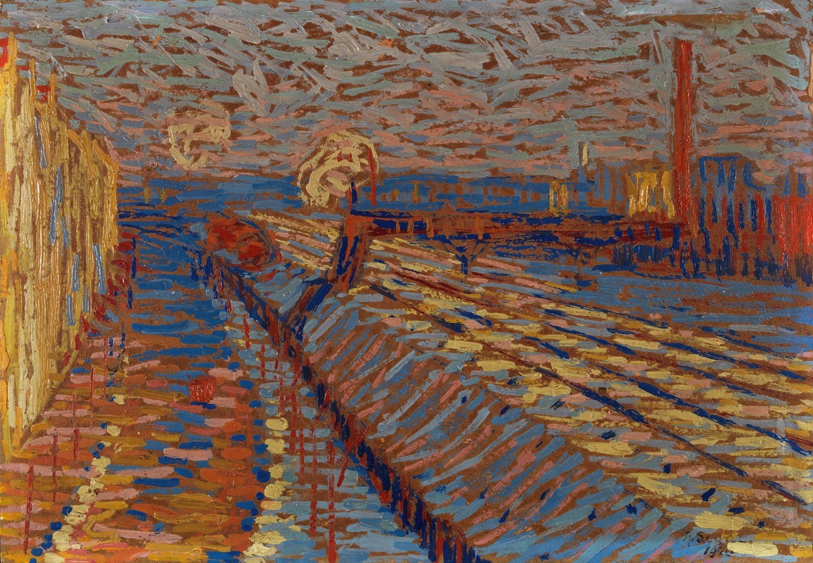 Remblai de chemin de fer dans la neige (1910)