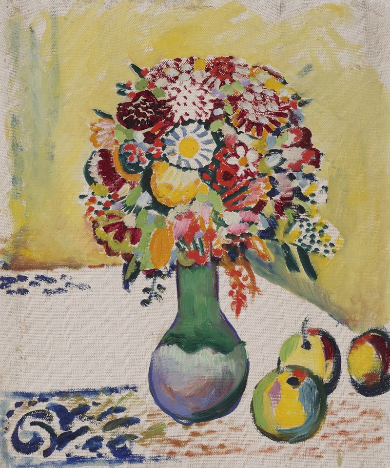 Nature morte aux fleurs et aux trois pommes (1910)