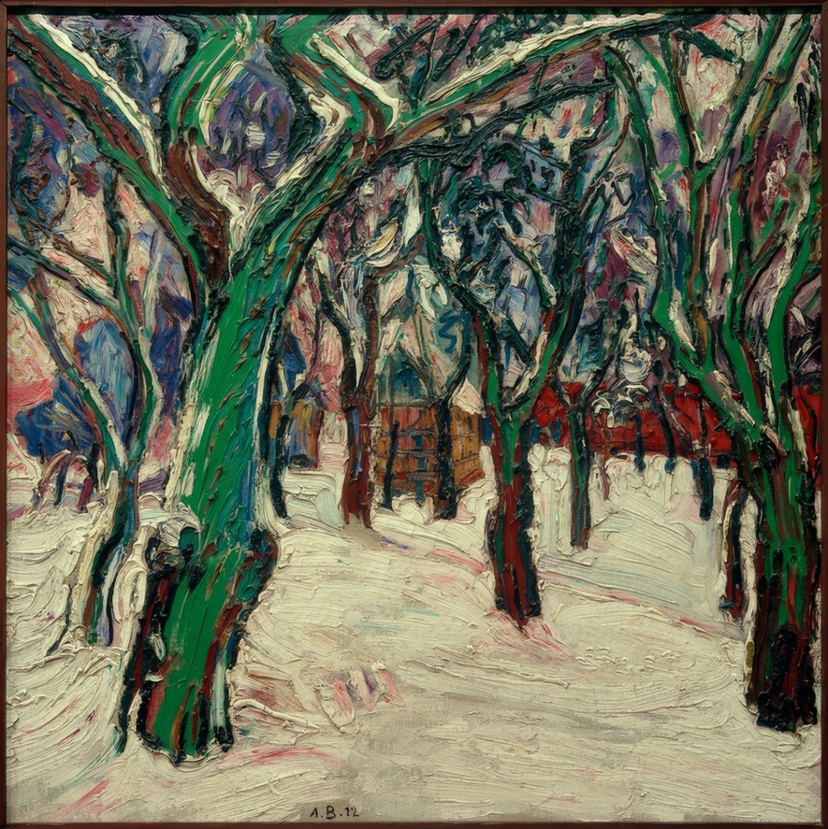 Image d'hiver avec des fermes (chemin du parc en hiver) 1912