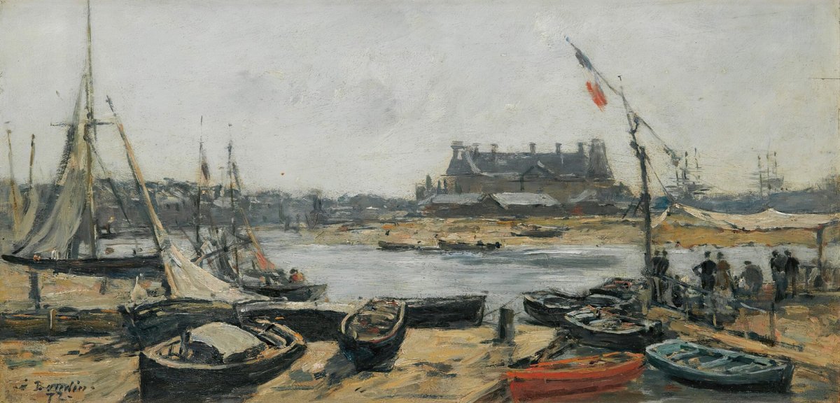 Trouville, vue du port depuis l'embarcadère (1872)