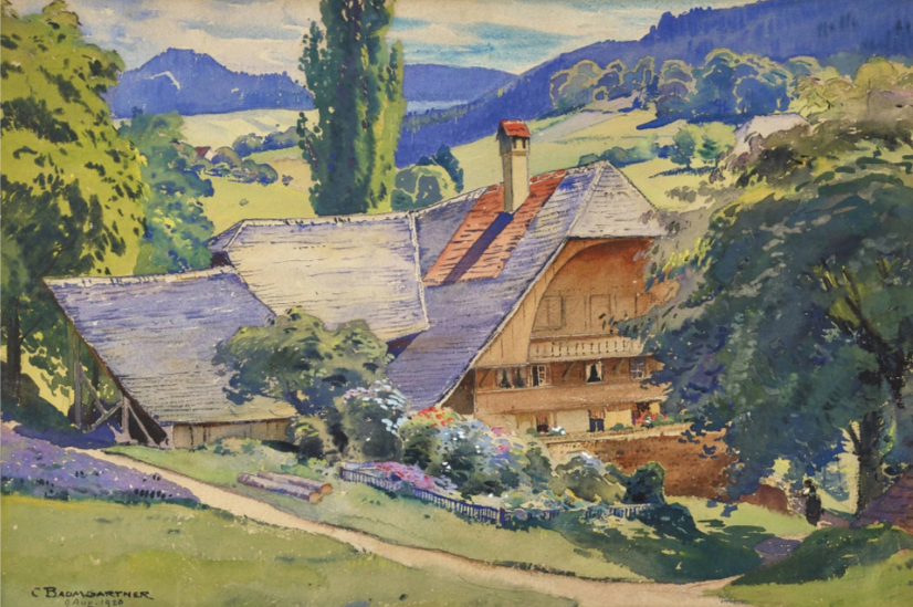 Paysage d'été avec ferme de l'Emmental, 1920