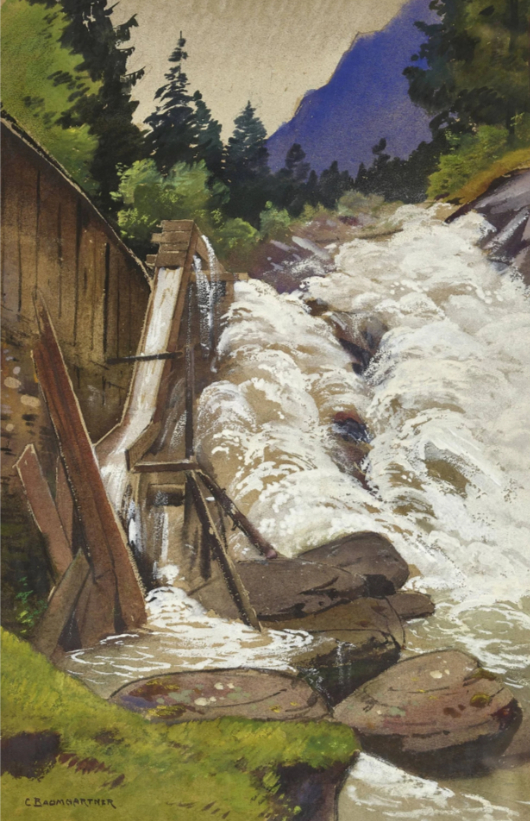 Torrent avec moulin à eau