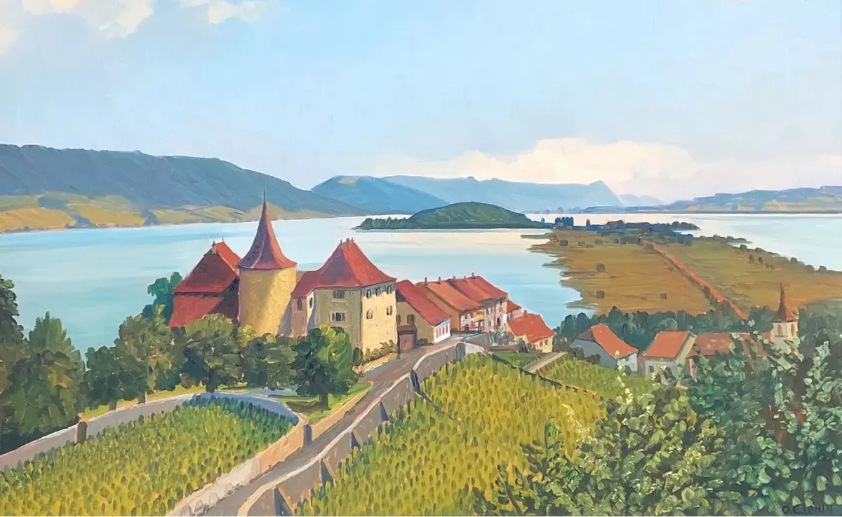 Vue sur Erlach et l'île Saint-Pierre