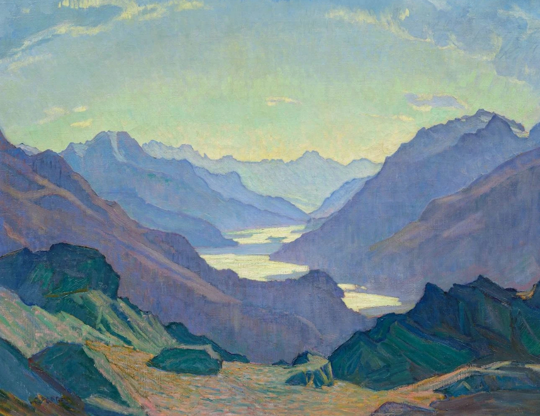 Vue du bas Schafberg vers les lacs de l'Engadine, 1921