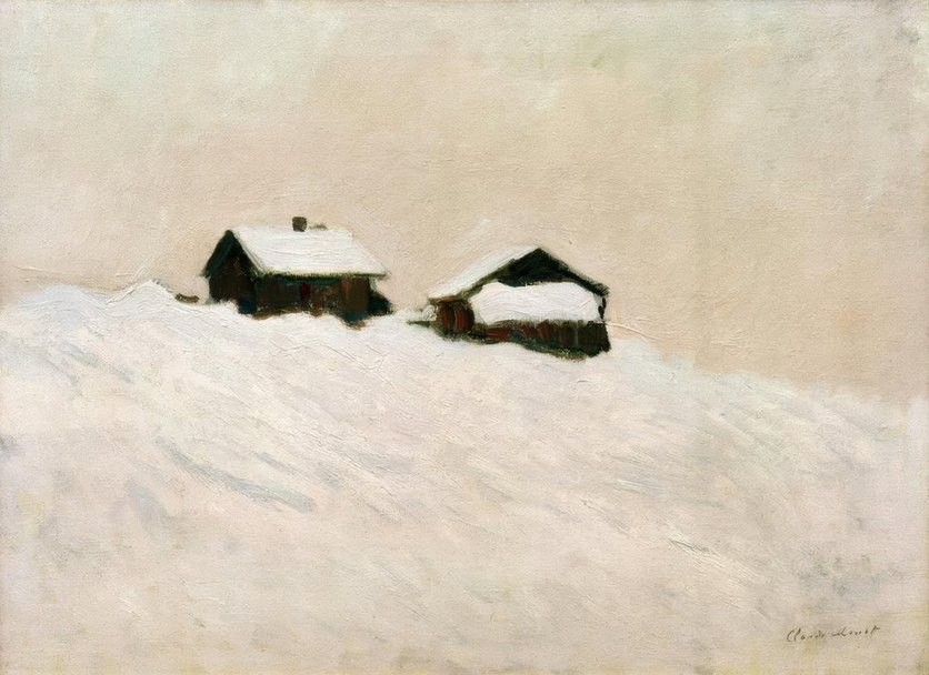Maisons dans la neige, Norvège, 1895
