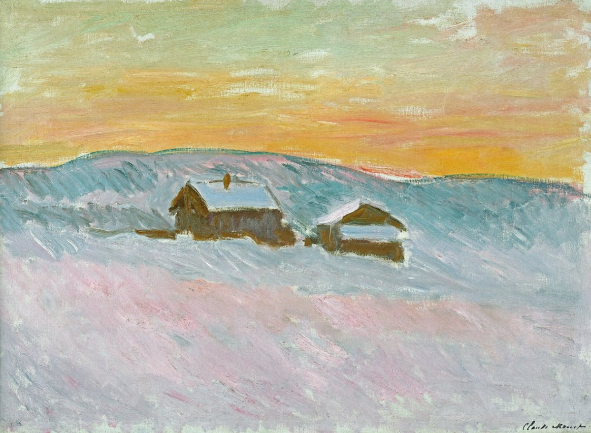 Paysage norvégien, maisons bleues, 1895