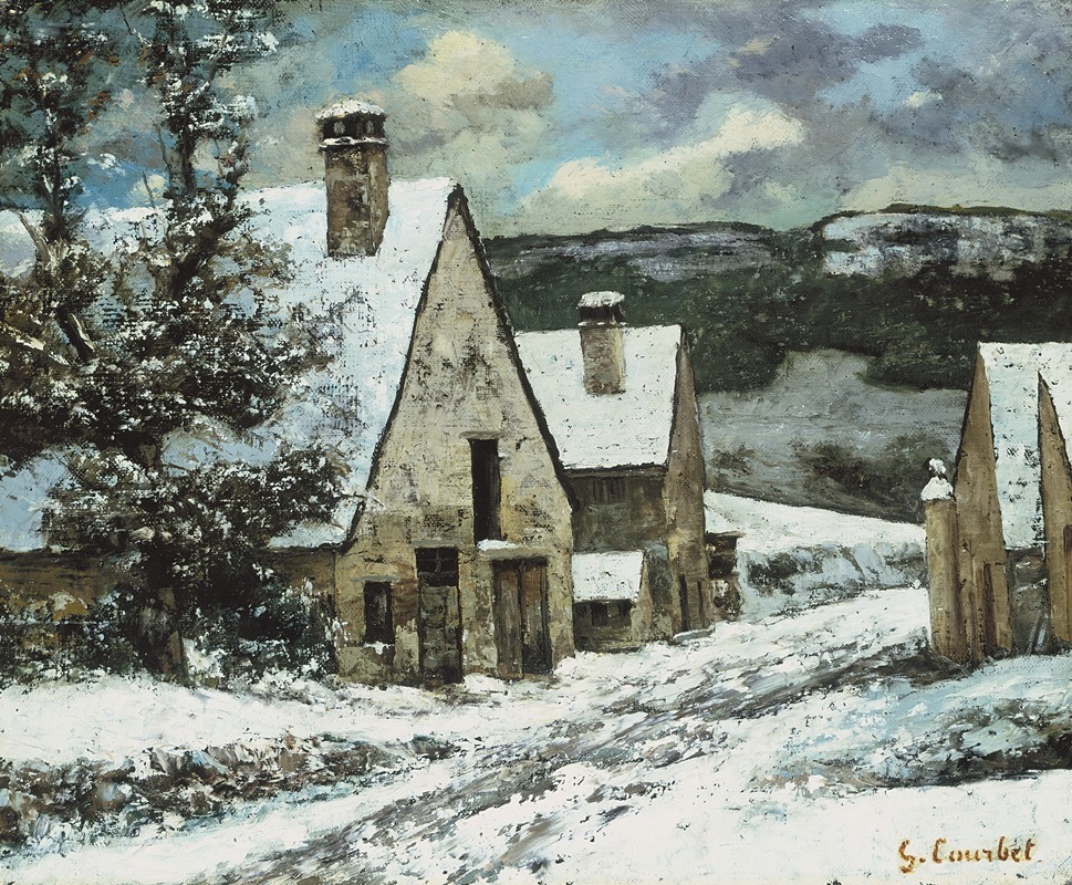 Bordure du village en hiver (vers 1868)