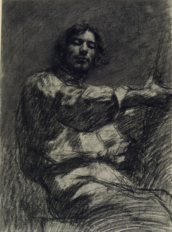 Jeune homme assis, étude. Autoportrait connu sous le nom de "Au chevalet" (vers 1847)