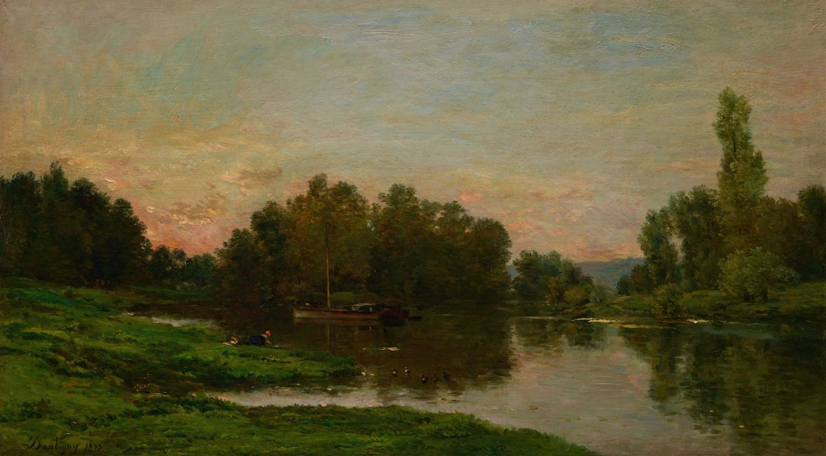 La péniche du peintre à l'île de Vaux sur l'Oise (1877)