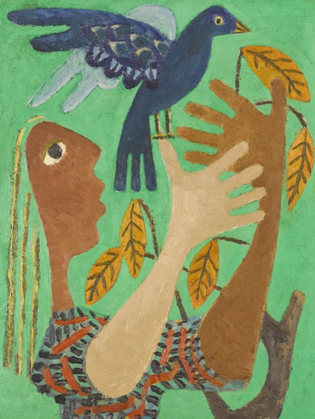 Fille avec un oiseau, vers 1945-1946