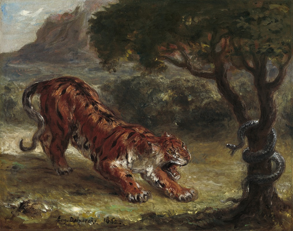 Tigre et serpent, 1862